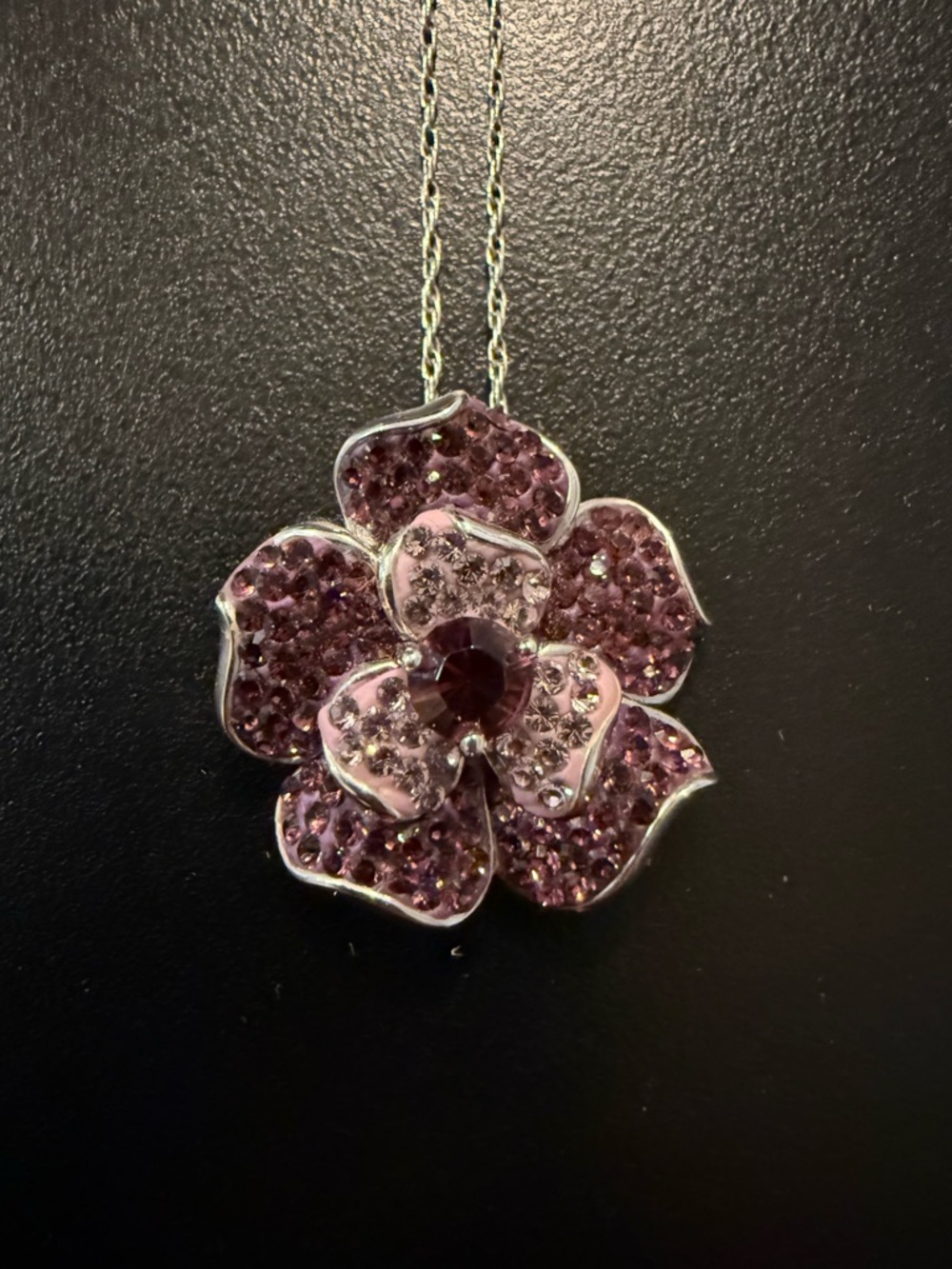 Artistique Swarovski Crystal Floral Pendant Necklace in Purple - NWT